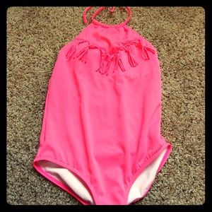 Pink fringe swimsuit